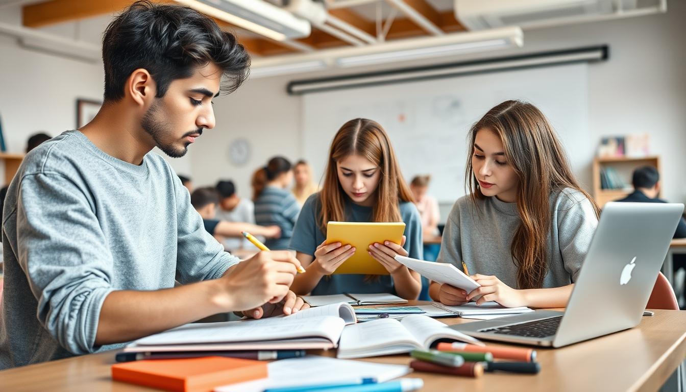 Structured study materials and learning resources on a desk